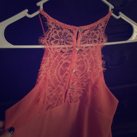 NWOT coral lace back tank with keyhole front - Picture 1 of 4